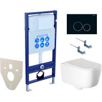 Комплект унитаза с инсталляцией Aquatek Set Aquatek Лугано-020 4в1 с сиденьем Микролифт и Черной матовой клавишей смыва