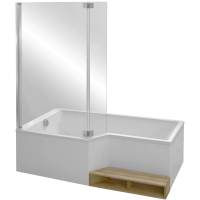 Шторка на ванну Jacob Delafon Bain Douche Neo 112x140 E4930-GA профиль хром, стекло прозрачное