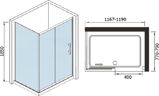 душевой уголок weltwasser ww200 us22 120×80 10000001232 профиль хром, стекло прозрачное