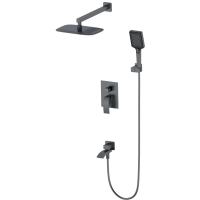 Душевой комплект Wonzon & Woghand Fit WW-88939009A-BGM 300x200 мм, со смесителем, темный графит матовый