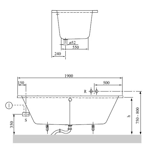акриловая ванна villeroy & boch o.novo uba190cas2v-01 duo 190х90 см