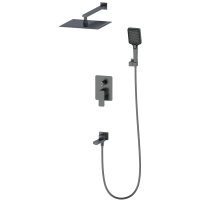 Душевой комплект Wonzon & Woghand Edge WW-88939003-BGM 300 мм, со смесителем, темный графит матовый