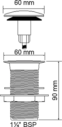 донный клапан mcalpine cwu60-cb для раковины, без перелива, хром