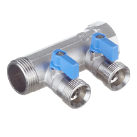 Коллектор Henco 1 ВР(г) х 2 выхода 3/4 НР(ш) ЕК х 1 НР(ш) с шаровыми кранами, VB060502-BLAUW