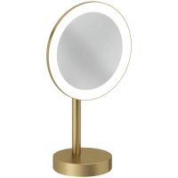 Зеркало косметическое Kludi Vela R 58995N0F с 3x увеличением, настольное, с подсветкой, выключателем, золотой матовый
