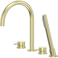 Смеситель на борт ванны Abber Wasser Kreis 316 AF8113BG с душевым гарнитуром, золотой матовый