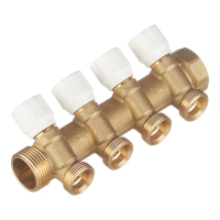 Коллектор Tece 1 ВР(г) х 4 выхода 3/4 НР(ш) ЕК х 1 НР(ш) с запорными вентилями, 8730040