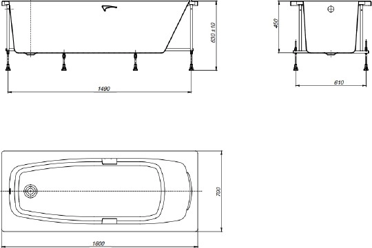 акриловая ванна roca sureste n 160x70 zru9302787 без гидромассажа