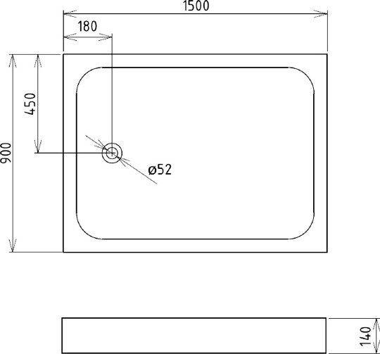 душевой поддон gemy st16d 150×90 см
