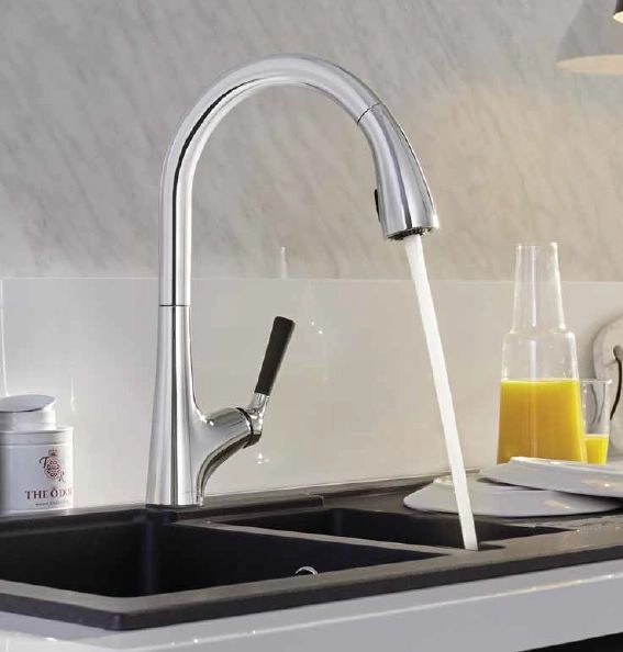 смеситель для кухни jacob delafon malleco e562-vs с выдвижным изливом, цвет матовая сталь,