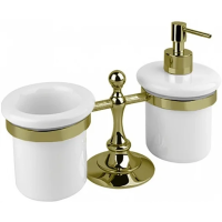 Стакан и дозатор для жидкого мыла Cezares OLIMP-TDT-02-M Бронза Белый