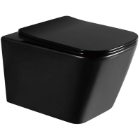 Унитаз подвесной Abber Rechteck AC1200MB безободковый, с сиденьем микролифт, черный матовый