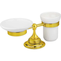 Стакан для зубных щеток с мыльницей Cezares Aphrodite APHRODITE-STTP-03/24 Золото 24 карат