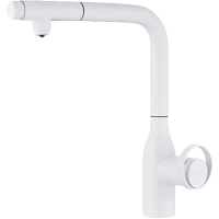 Смеситель для кухни Paulmark Urban Ur213104-WH с подключением к фильтру, выдвижным изливом, белый матовый