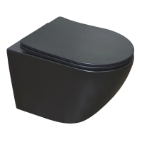 Унитаз Azario Gloria AZ-2003MB подвесной, безободковый, с сиденьем микролифт, 48x37x36 см, чёрный матовый