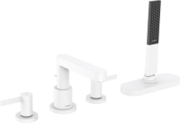 Смеситель Hansgrohe Finoris 76444700 на борт ванны, на 4 отверстия, с ручным душем, излив 15,2 см, матовый белый