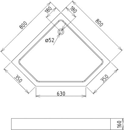душевой поддон gemy st09t 80×80х16 см, белый