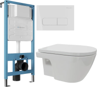 Комплект Унитаз подвесной DIWO Углич 0710 + Инсталляция Aqueduto Tecnica TEC01 + Кнопка Forma FOR0110 европейский белый