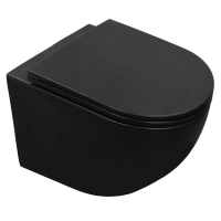 Унитаз Azario Grado AZ-0046-UQ1-MB подвесной, безободковый, с сиденьем микролифт, слив "Торнадо", 49х36х36 см, черный матовый