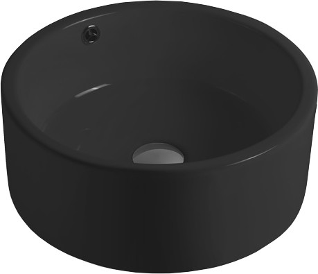 Раковина в ванную накладная SantiLine SL-1057B Ø41.5 см, накладная, цвет черный глянцевый
