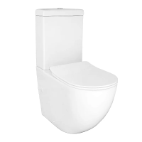Унитаз компакт Azario Renda AZ-8693 глянцевый белый напольный, безободковый, с бачком и сиденьем микролифт, 61.5х36.5х84 см, белый