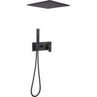 Душевой комплект Abber Daheim AF8221B 400 мм, со смесителем, черный матовый