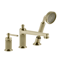 Смеситель Gessi Venti20 65037#727 на борт ванны, на 3 отв., с ручным душем и шлангом 150 см, цвет Brushed Brass PVD