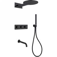Душевая система Abber Wasser Kreis AF8150B с термостатом Черная матовая