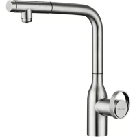 Смеситель для кухни Paulmark Urban Ur213104-BS с подключением к фильтру, выдвижным изливом, нержавеющая сталь
