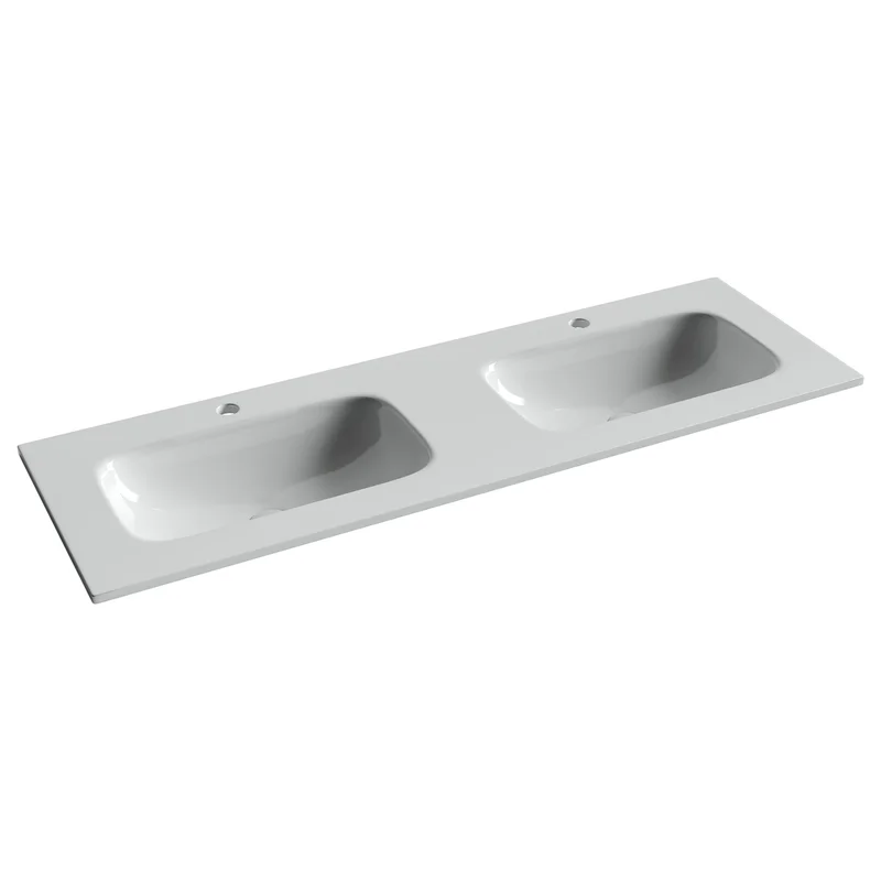 Мебельная раковина Ceramicanova Grace прямоугольная 141см с двумя чашами и отверстиями под смеситель CN7022