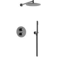 Душевой комплект Sancos Etna SC9010GG 250 мм, с термостатом, вороненая сталь