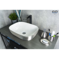 Раковина в ванную накладная 46 см CeramaLux D1333H131 белый, серебро