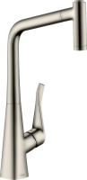 Смеситель Hansgrohe Metris M71 14780800 для кухни, выдвижной излив, сталь