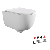 Унитаз Alice Unica 55 32254109SET подвесной, безободковый, смыв aliflush+, с сиденьем микролифт, с креплением, 52х35 см, белый матовый