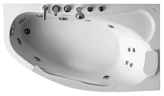 акриловая ванна gemy g9046 b r гидромассажная, 171х99 см, правосторонняя, цвет белый