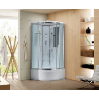 Душевая кабина Black&White Galaxy G5503 90х90 с гидромассажем профиль Серебристый хром задняя стенка Белая