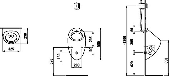 писсуар подвесной laufen alessi 8.4097.5.400.000.1, без крышки, без "мухи"