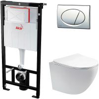 Комплект унитаза Aquatek Европа AQ1900-00 с инсталляцией Alcaplast Sadromodul AM101/1120-3:1 RU M71-0001 с сиденьем микролифт и клавишей смыва Хром