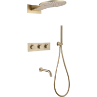 Душевой комплект Abber Wasser Kreis AF8150G 300 мм, с термостатом, золотой матовый