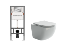 Комплект унитаза с инсталляцией Ceramica Nova New day CN3009_121001CH белый, с крышкой микролифт и кнопкой черный матовый