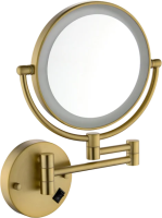 Косметическое зеркало Timo Saona 13376/17 с подсветкой, двухстороннее, телескопическое, поворотное, матовое золото