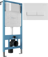 Комплект Инсталляция Aqueduto Tecnica TEC01 крепление к полу и стене, с регулировкой по высоте + Кнопка Retangulo RET0110 европейский белый