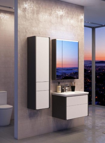 шкаф-пенал roca ronda белый глянец, антрацит, l