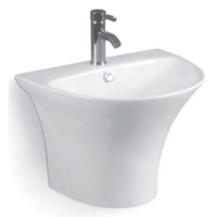 Раковина CeramaLux NB165 подвесная, 57x49 см, с полу пьедесталом, цвет белая