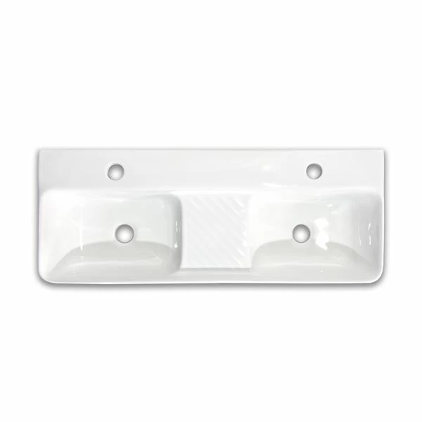 раковина ceramalux 78694 накладная / подвесная, 80.5x30.5 см, двойная, белая