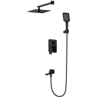 Душевой комплект Wonzon & Woghand Diamond WW-88939011-MB 300 мм, со смесителем, черный матовый