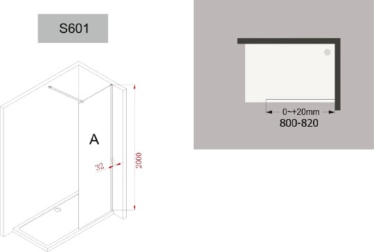 душевая перегородка black&white stellar wind s601, профиль хром, стекло прозрачное