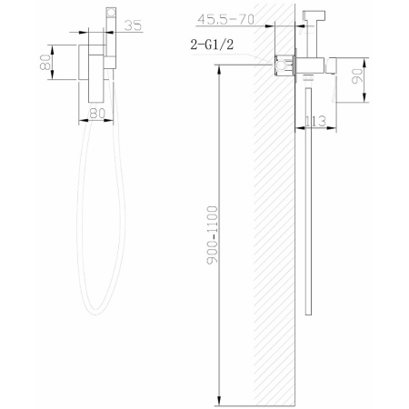 гигиенический душ abber wasserfall af8625g со смесителем, золотой матовый