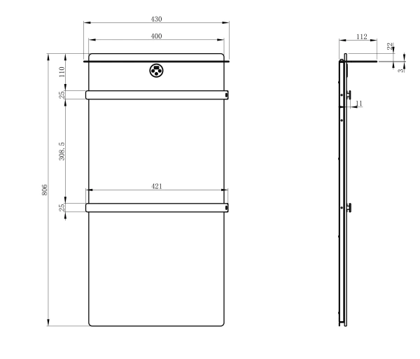 полотенцесушитель электрический с греющей плитой черный мрамор wonzon & woghand stuttgart, темный графит (ww-a504-gm)