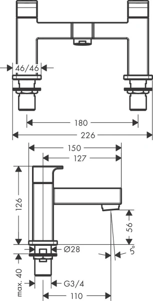 смеситель на борт ванны hansgrohe vernis shape 71452670